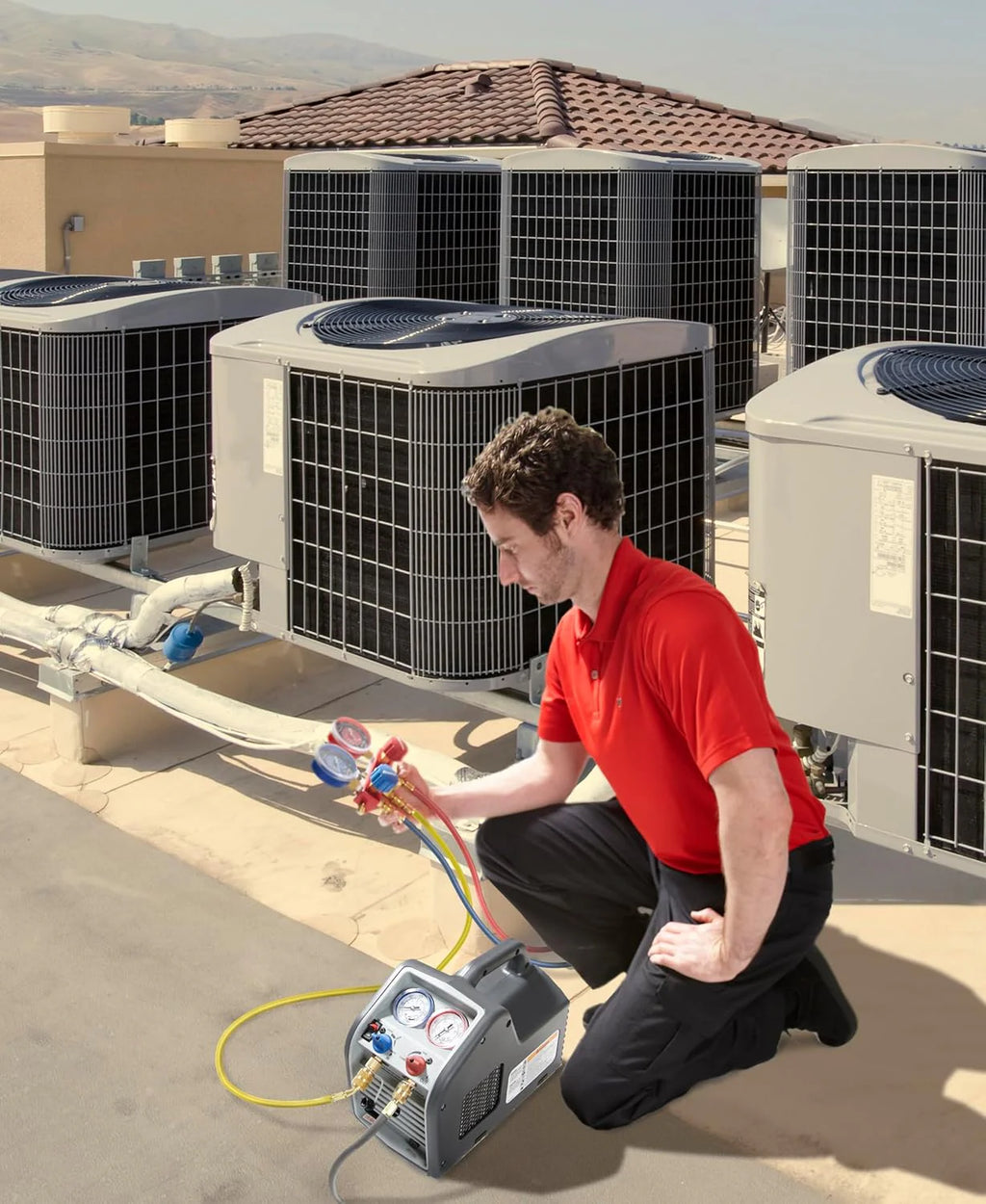 (Portable Refrigerant Recovery Machine - 115V, 60Hz, for Both Liquid and Vapor Refrigerant, White-Robinair