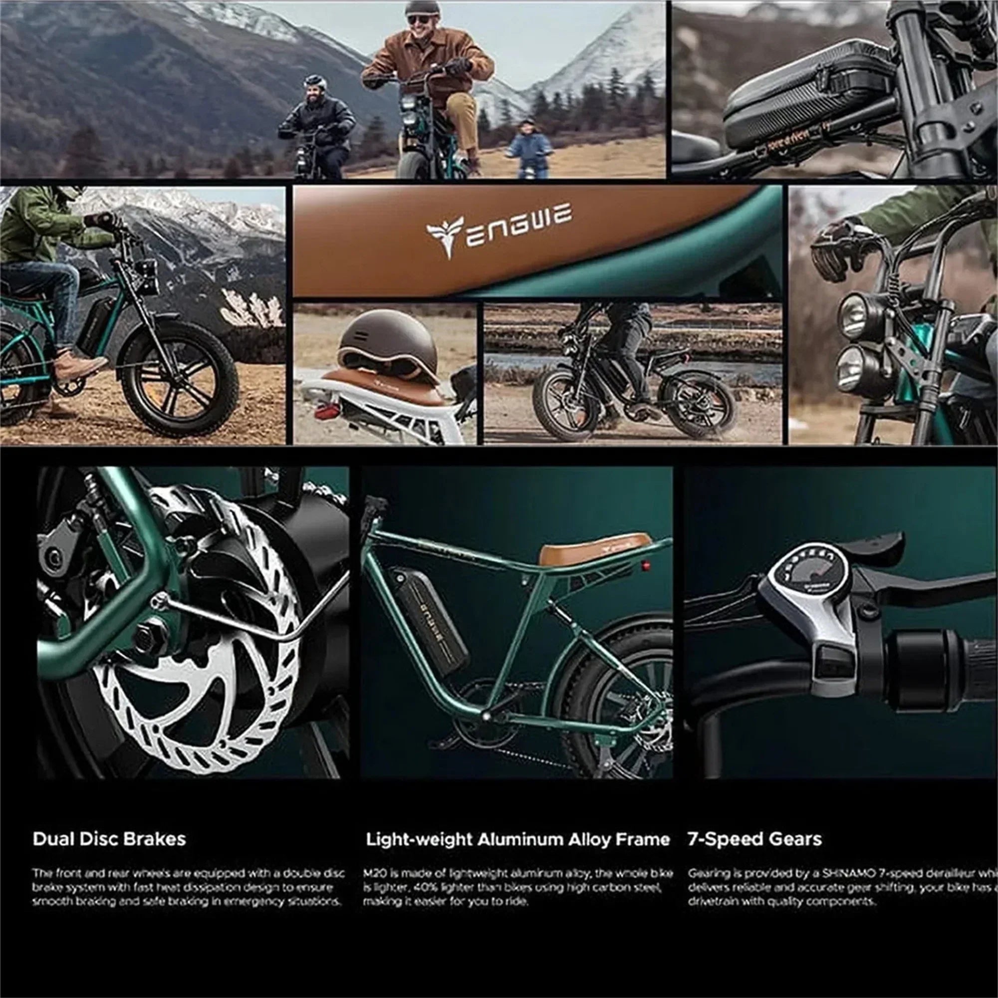 1000W Electric Bike for Adults, Retro-Style, 28mph, 94 Miles Range, 20"x4.0" Fat Tires, Full Suspension, UL Certified